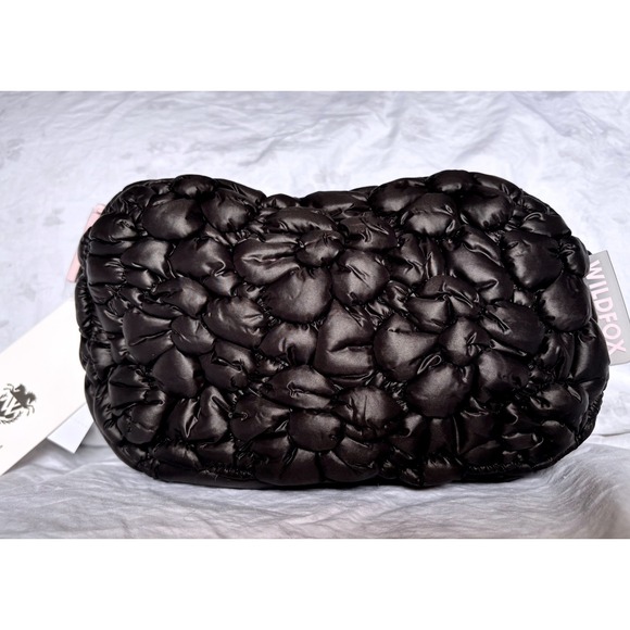 Wildfox Handbags - Wildfox Black Puffer Belt Bag Quilted Fanny Pack Waist Bag Pink Logo NWT